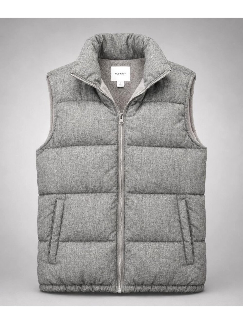 Old Navy Womens Medium Vest Gray Zip Front Warm Outerwear Puffer Jacket